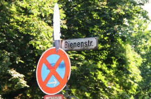 Straßenschild Bienenstraße Heidelberg im Sommer
